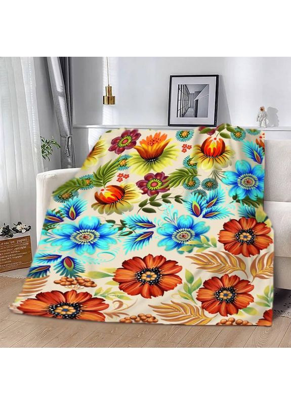 Плед патриотический авторский Цветочная долина 3D качественное покрывало с 3D рисунком размер 135х160 Україна ТД (369660346)