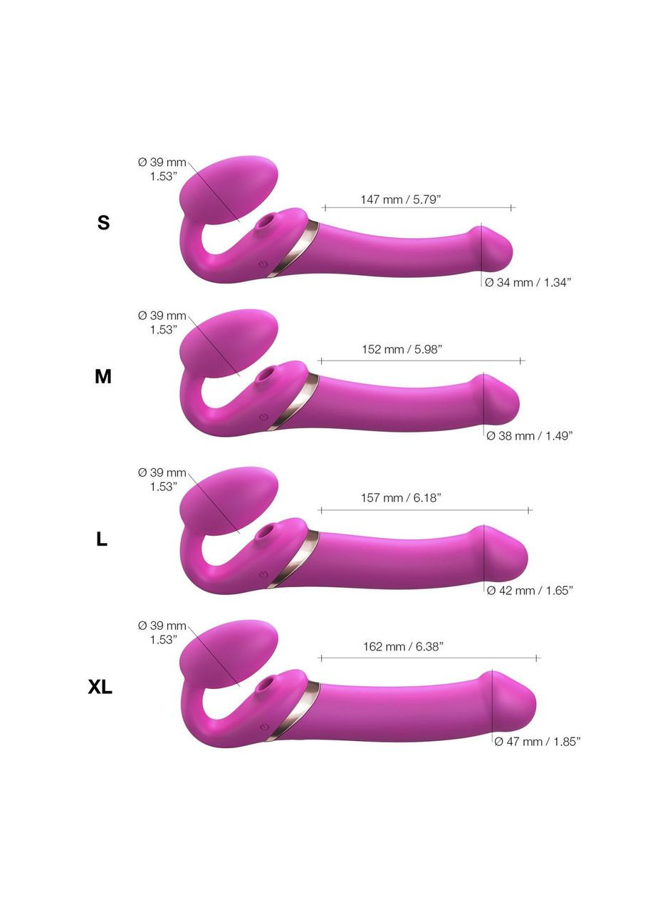 Безремневой вибрострапон с вакуумной стимуляцией MULTI ORGASM - M - FUCHSIA Strap-On-Me (303888845)