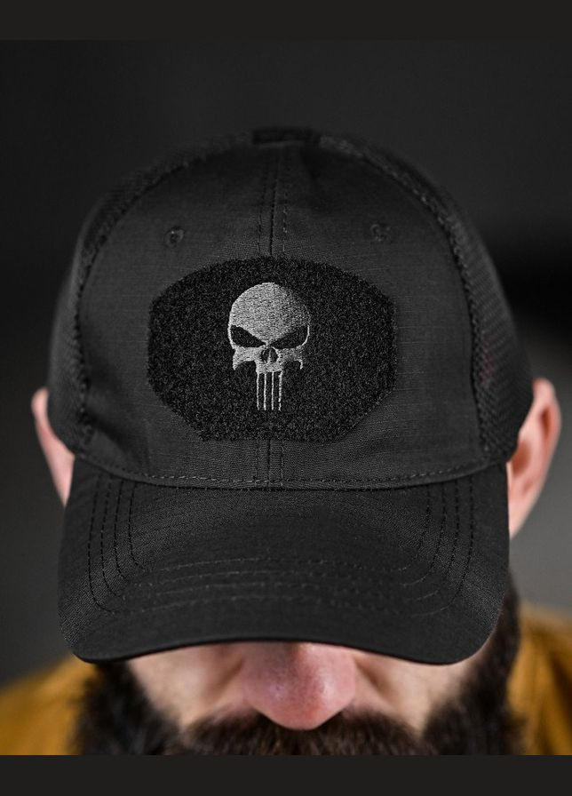 Тактична чоловіча кепка Каратель сітчаста чорна No Brand (340271821)