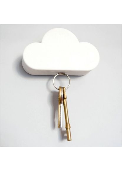 Настенная ключница в форме облака на клейкой основе с магнитным держателем 10х5,5 см Белый 00332 UKC (367958471)