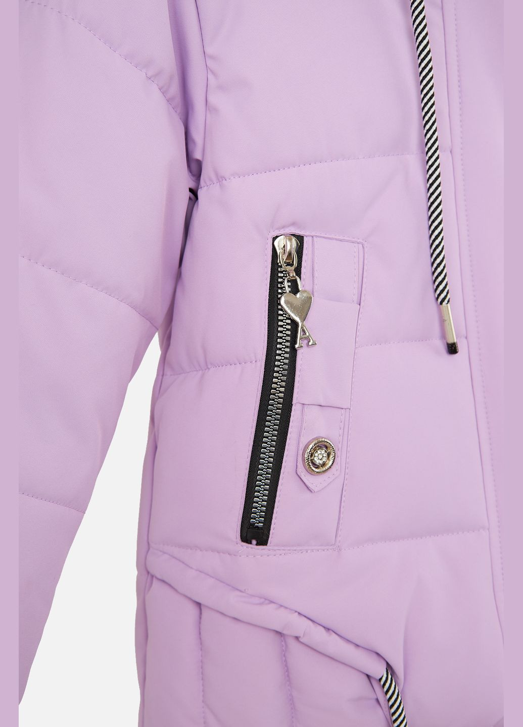Сиреневая зимняя куртка для девочки цвет сиреневый цб-00254651 YUESHUN