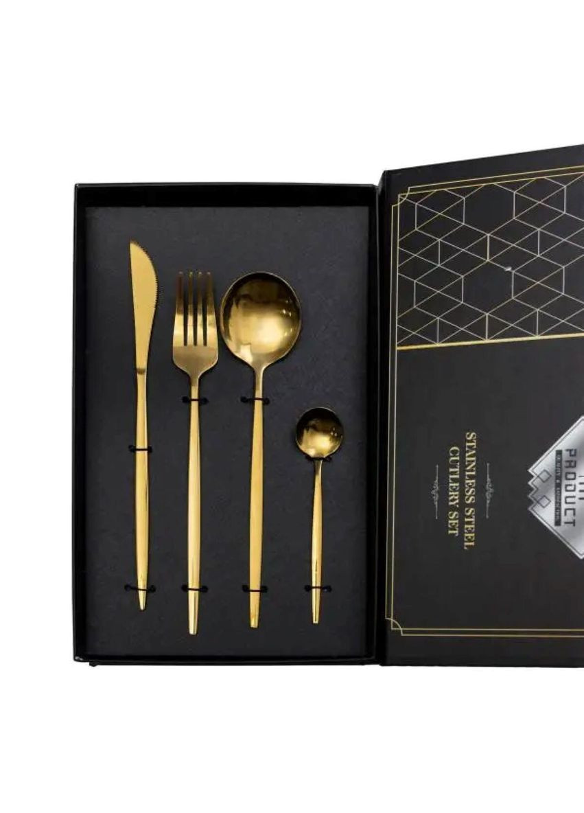Набор столовых приборов 24 предмета набор ложек вилок и ножей на 6 персон Золотой HP-20-43 Yiwu (370974188)