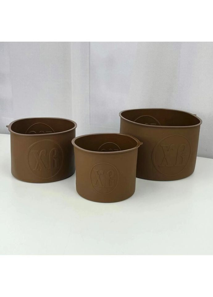 Набор силиконовых форм для выпечки пасхи 6752 3 предмета коричневые No Brand (322953532)