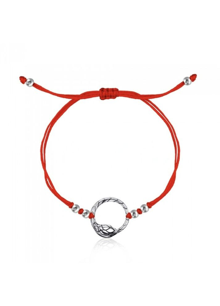 Серебряный Красный браслет без камней Змея серебро 925 пробы Черненное 75294 1.97г Nobrand (363969377)