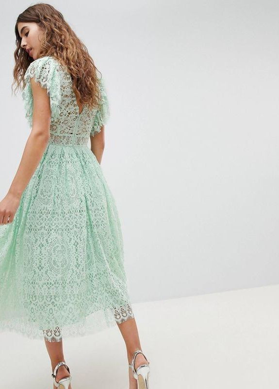 Бирюзовое платье меди кружевное Asos