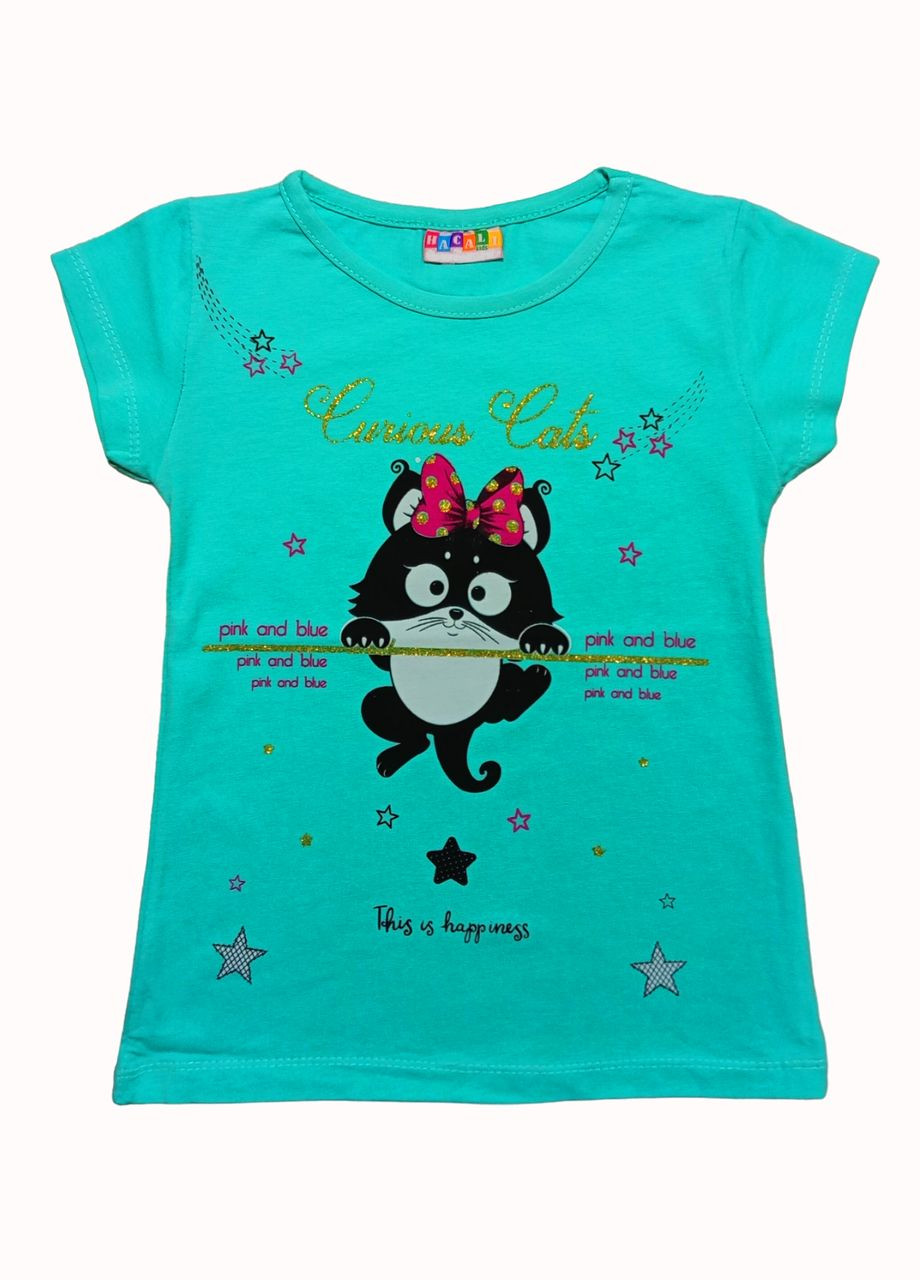 Бірюзова літня футболка для дівчинки Hacali