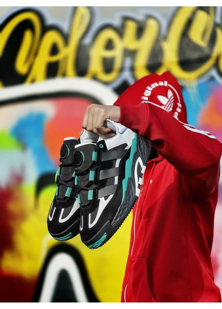 Серые демисезонные кроссовки мужские adidas niteball black green адидас найтбол No Brand