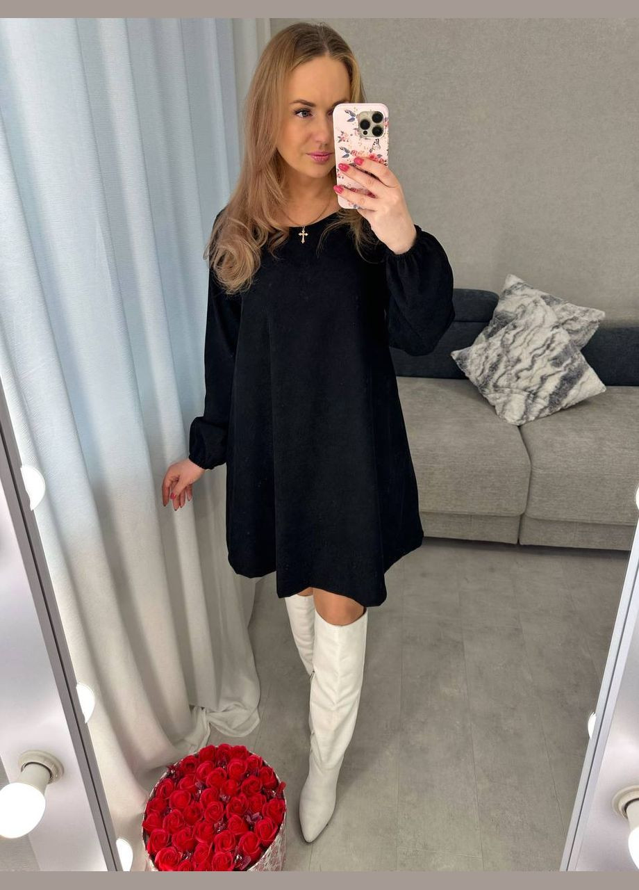 Черное платье свободного кроя No Brand