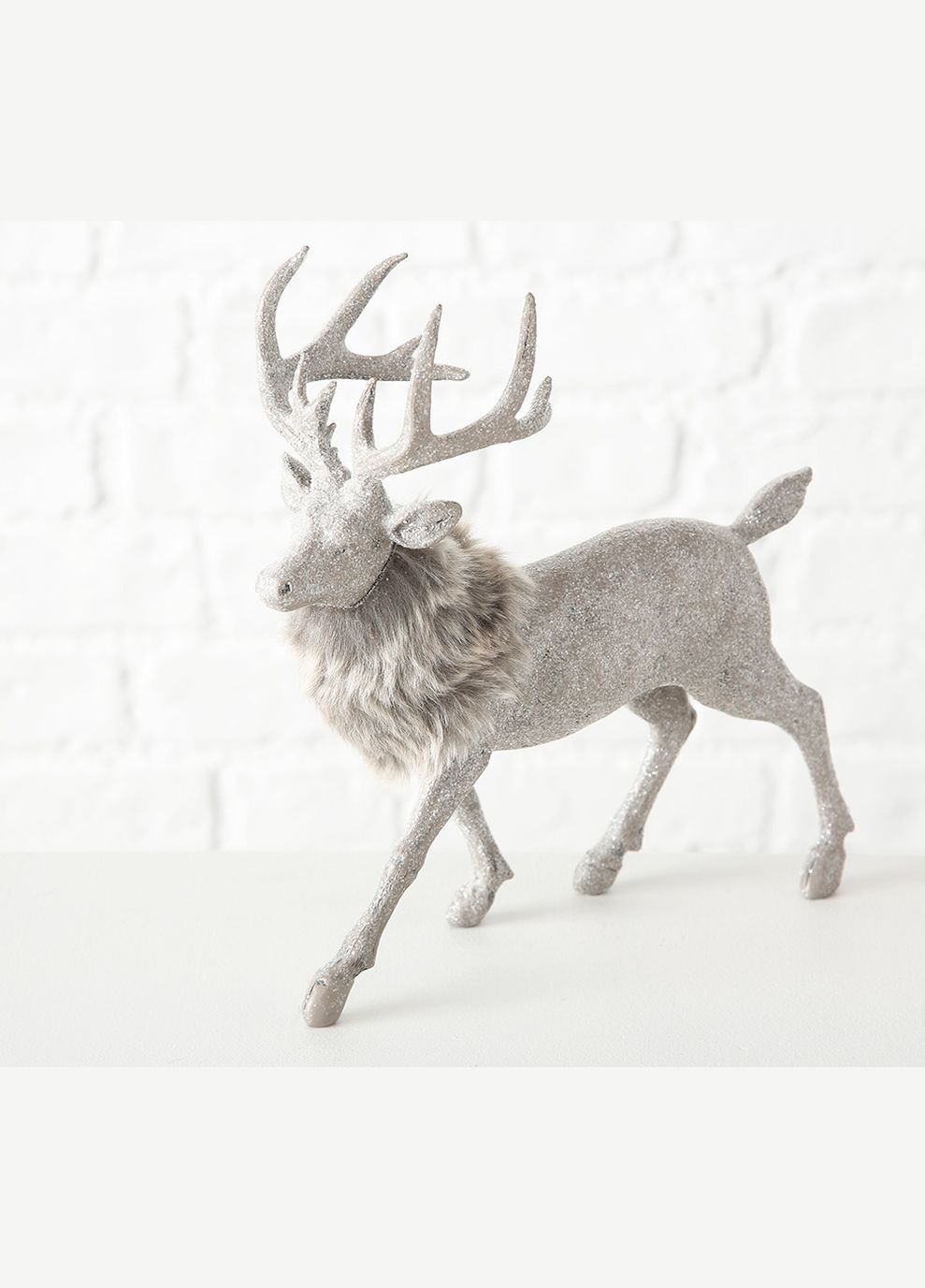 Статуэтка Олень полистоун серебряный h23см (1016496) Гранд Презент (283039052)