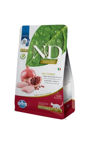 Фармін сухий корм для стерилізованих кішок N&D GRAIN FREE PRIME CHICKEN & POMEGRANATE NEUTERED ADULT з куркою 300 г Farmina (334141324)