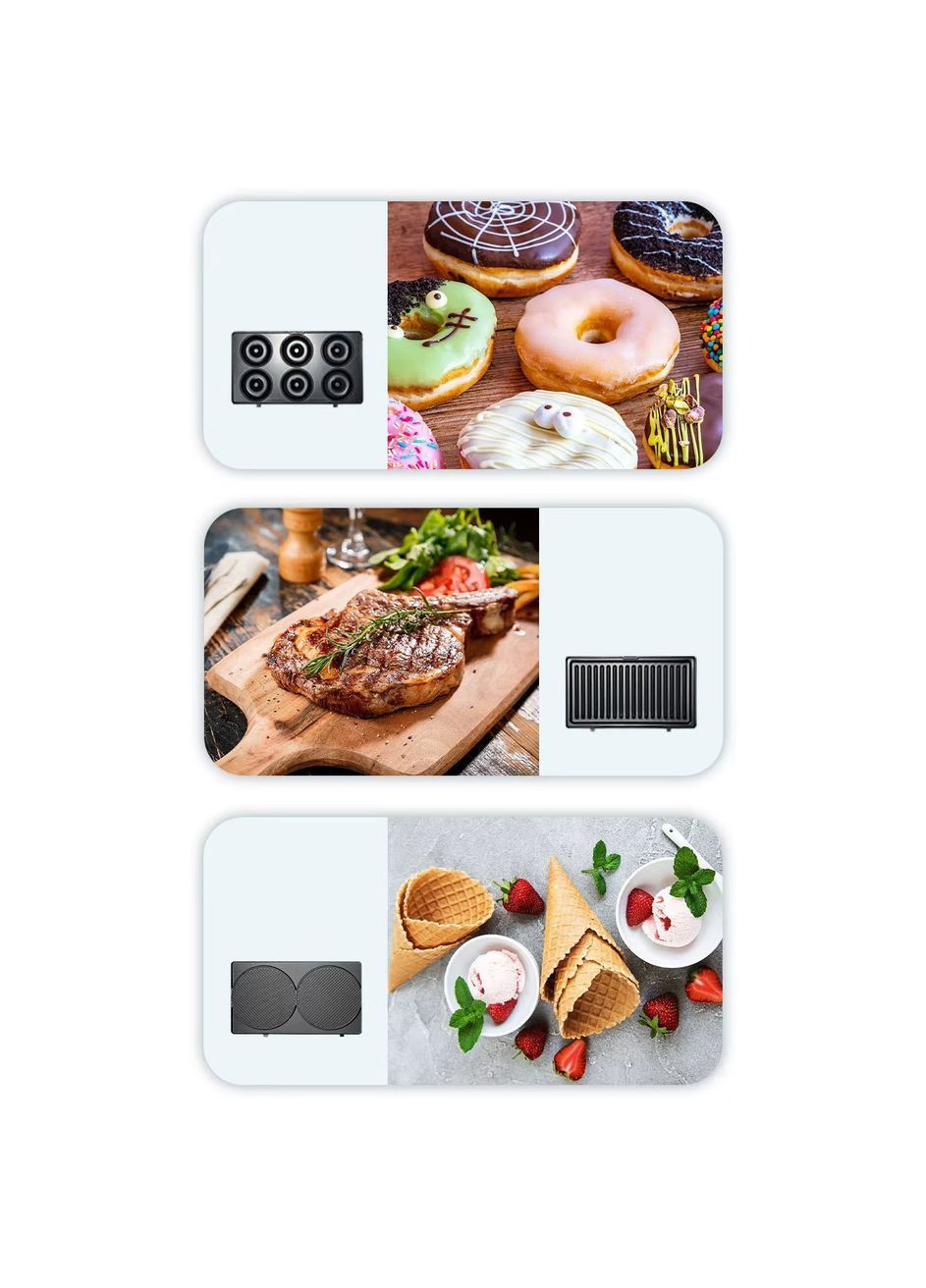 Бутербродниця 8 в 1 вафельниця зі змінними формами електричний гриль з індикатором нагріву (KS408) Sokany (372083765)