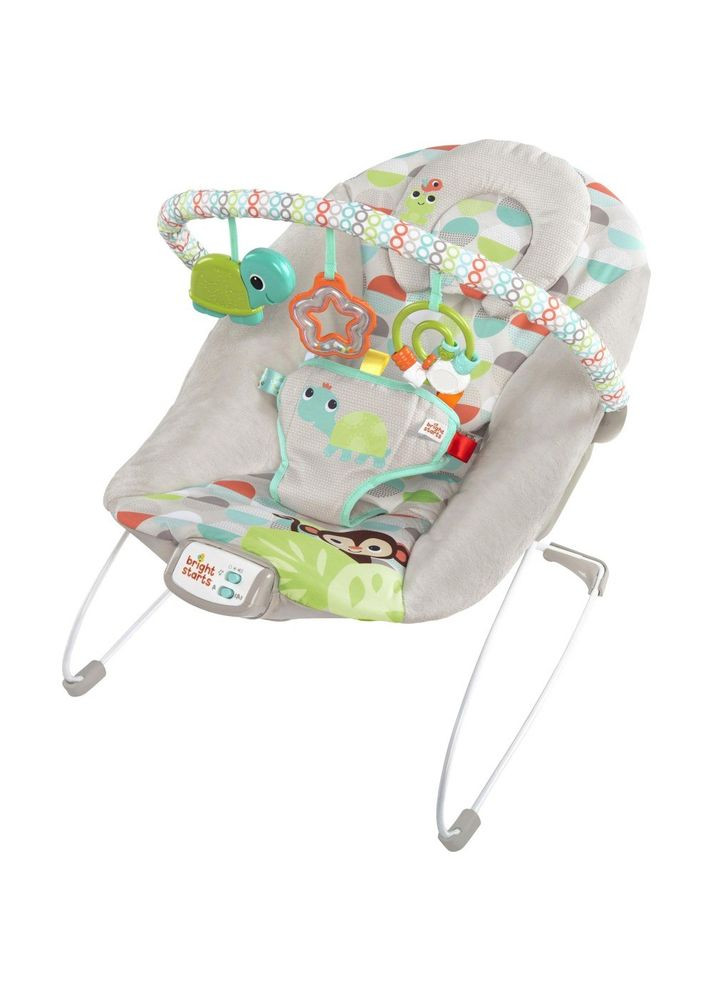Кресло-шезлонг Happy Safari Bouncer Сафари серое Bright Starts (303925099)