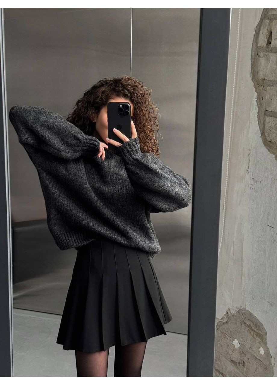 Графитовый демисезонный свитер женский оверсайз Style Point