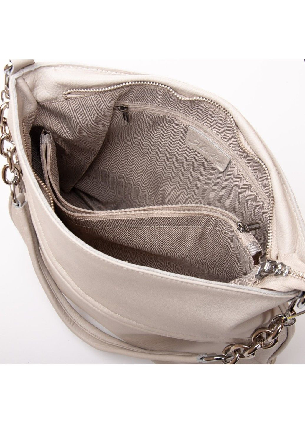 Женская кожаная сумка классическая 2037-9 white-grey Alex Rai (316192834)