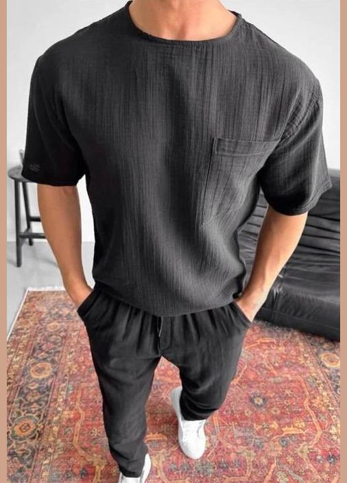 Чорний літній чоловічий костюм брючний Україна