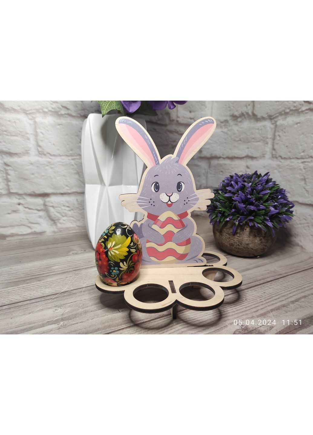 Пасхальная подставка под яйца "Серый кролик:)" No Brand (361203992)