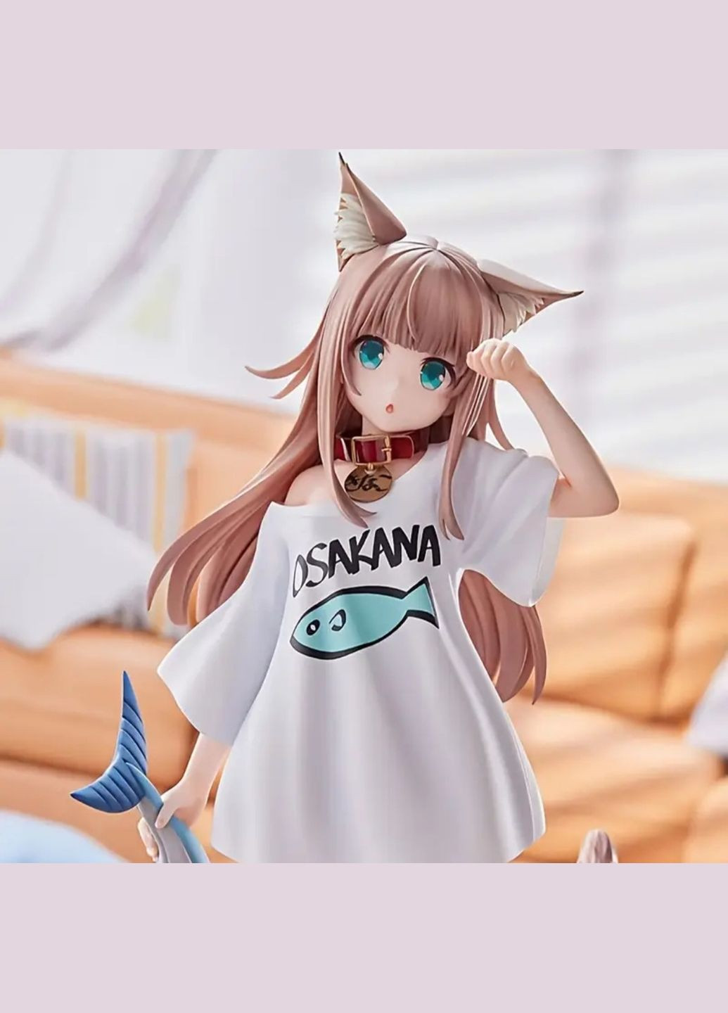 Фигурка аниме-девочки с кошачьими ушками и рыбкой "Osakana" No Brand (346871921)