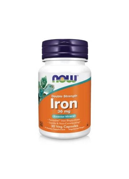 NOW ЗАЛІЗО 36 мг Iron Complex подвійної концентрації в капсулах №30 Now Foods (346086783)