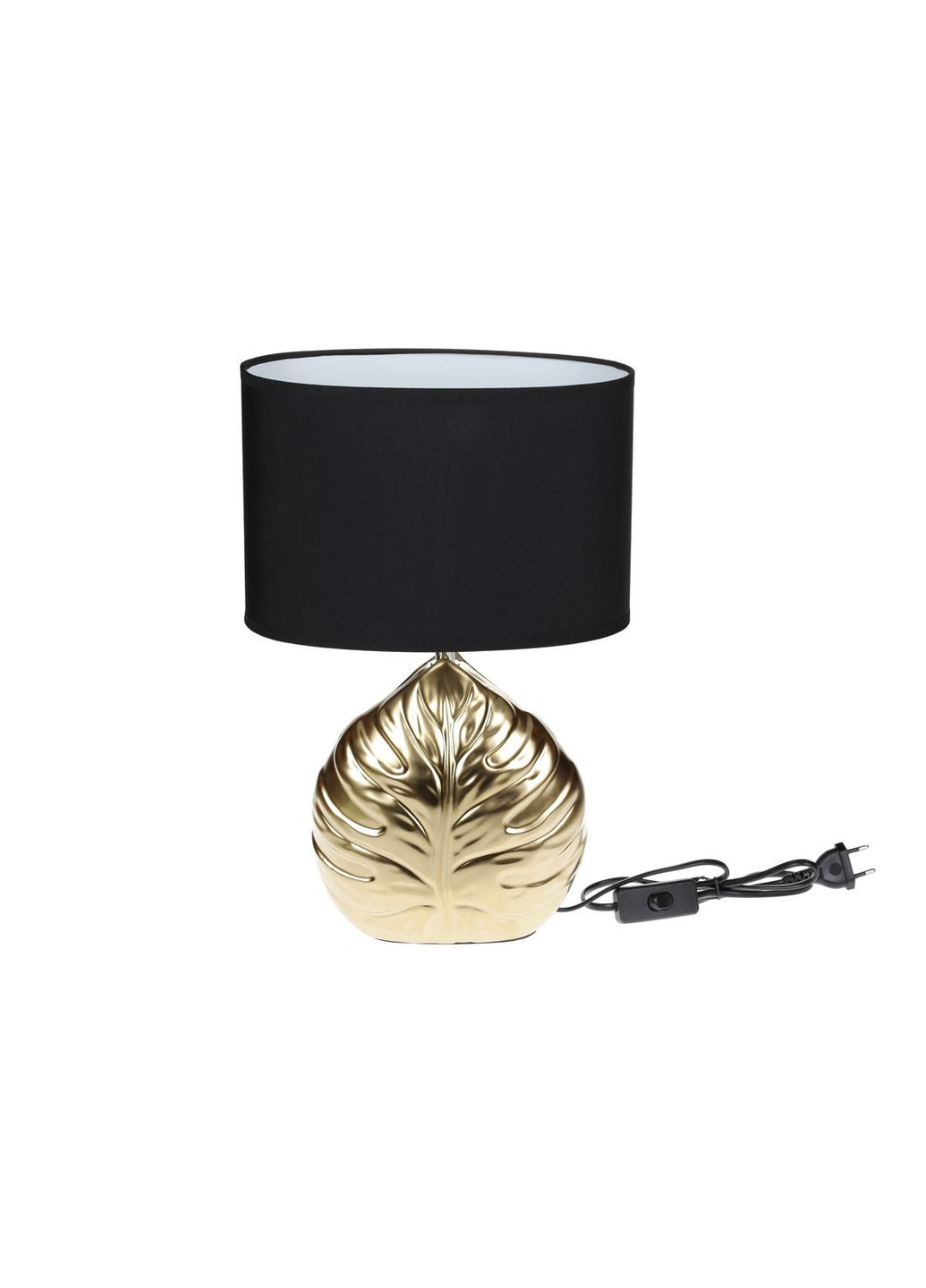 Лампа настільна з керамічною основою та овальним тканинним абажуром Лист Монстери, 38,5см No Brand (305742282)