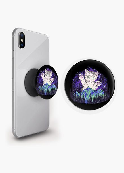 Попсокет тримач для смартфона (Popsockets) Котик Чорний No Brand (302083810)