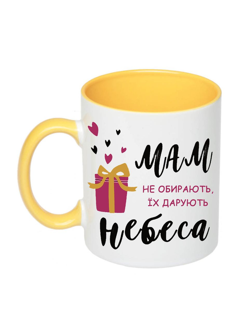 Чашка з принтом "Мам не обирають, їх дарують небеса" 330мл (колір жовтий) (19134) No Brand (312487352)
