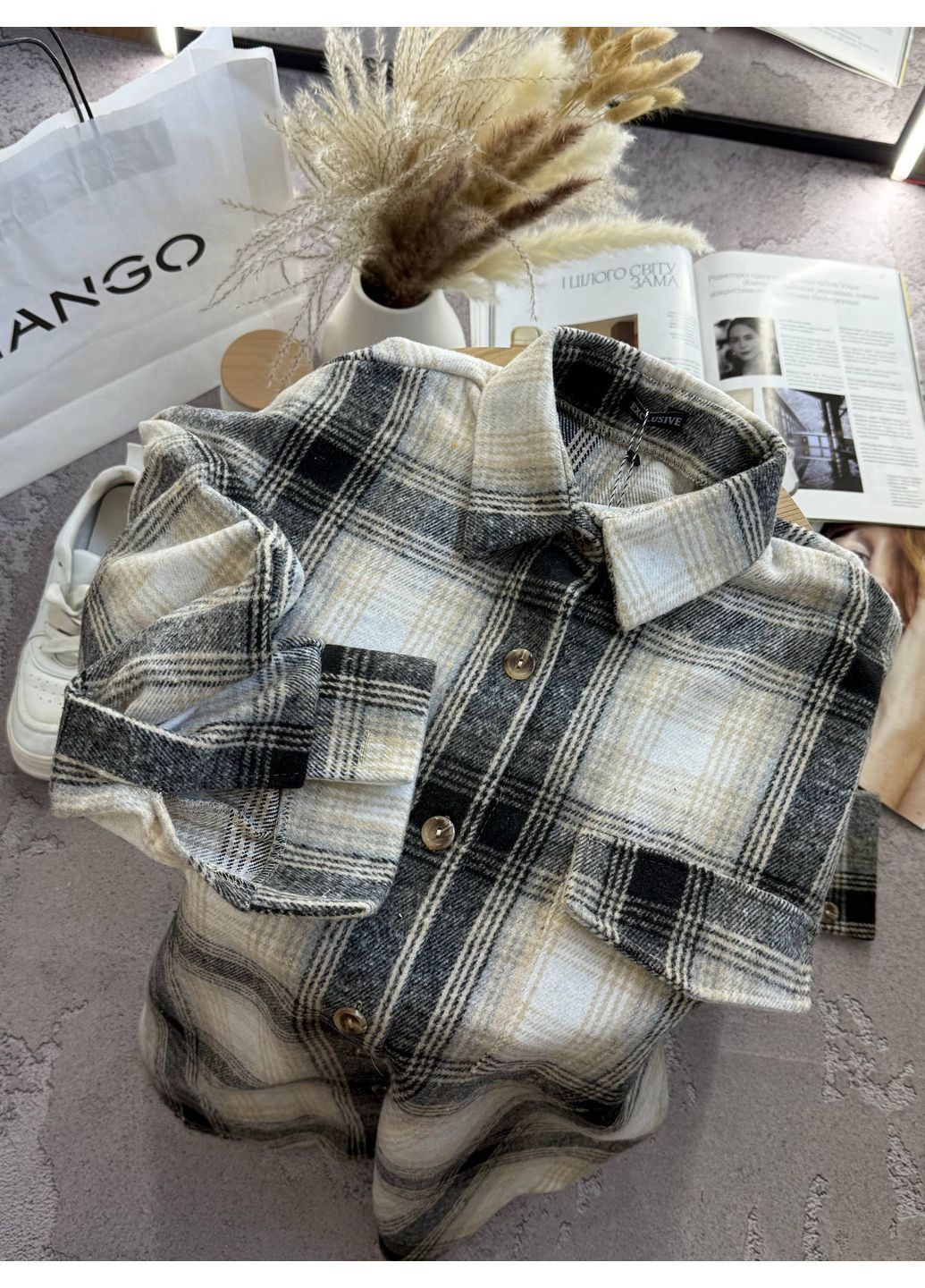 Желтая повседневный, кэжуал рубашка в клетку No Brand с длинным рукавом