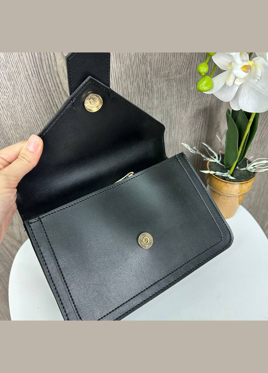 Маленька жіноча сумочка клатч міні сумка на ланцюжку чорна з золотим Eton (314762000)