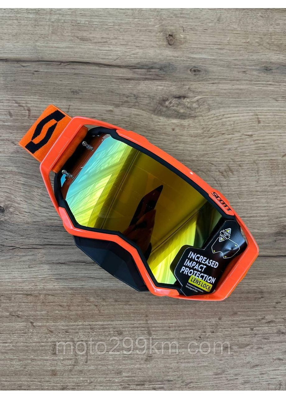 Окуляри на кросовий шолом. Кросові окуляри. Мото окуляри ендуро оранджеві. Окуляри для кросового шолома Scott (368835011)