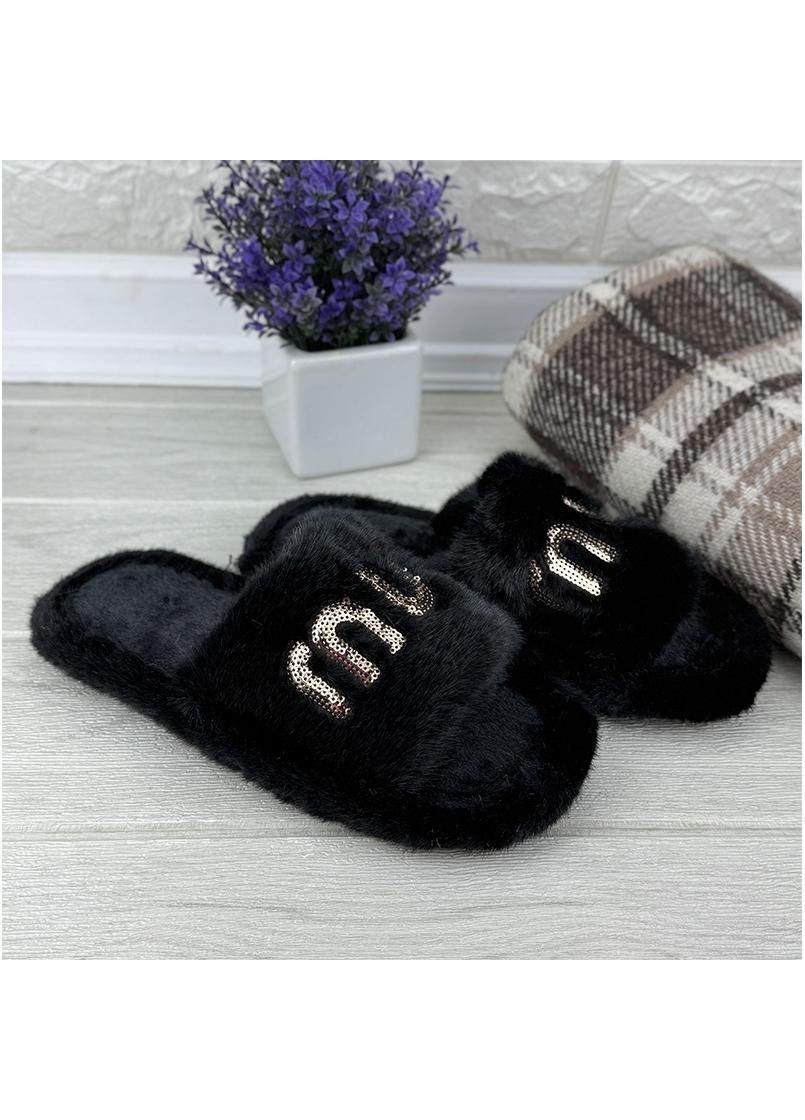 Тапочки кімнатні жіночі пухнасті Е-008012-1 Чорні Jomix (366320354)