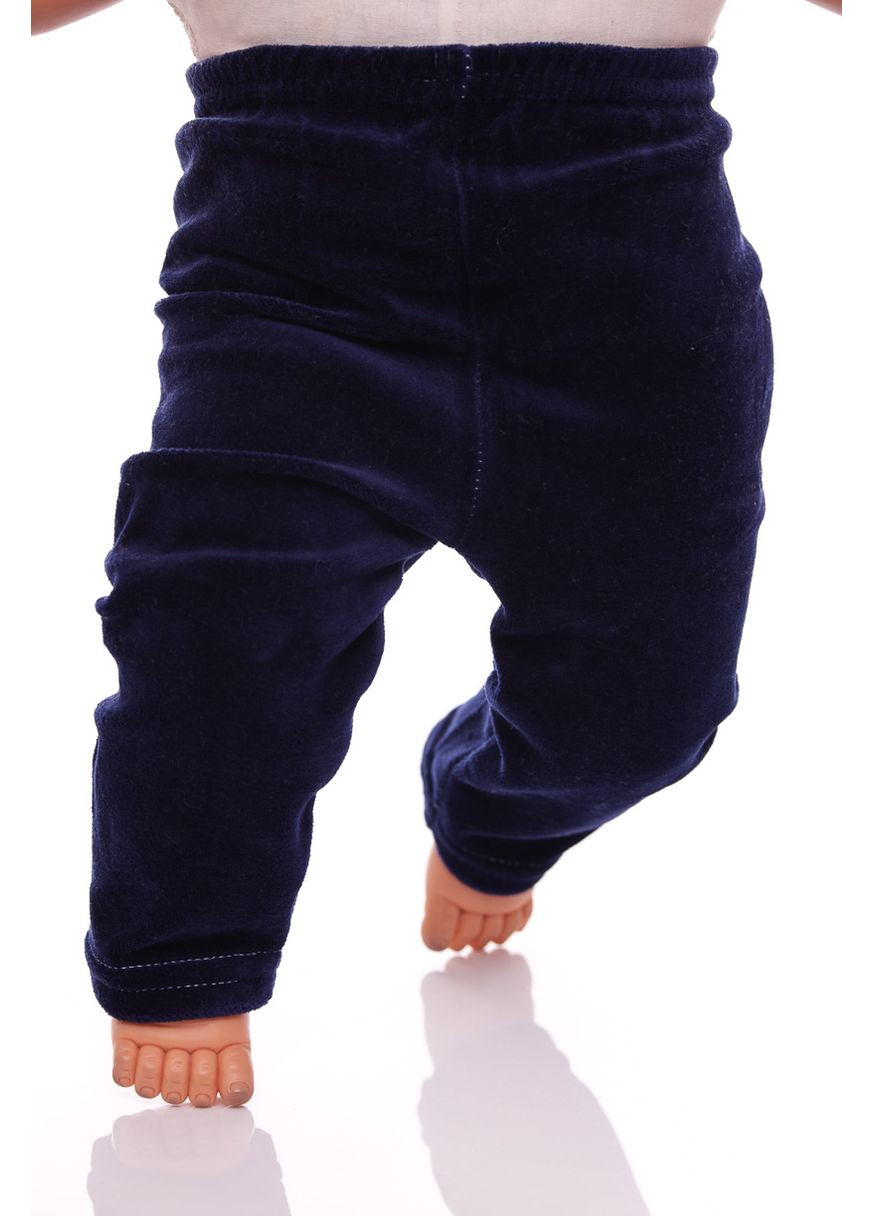 Синій зимній костюм з довгим рукавом для хлопчика велюровий з ведмедиками синій 68 см (26605) BABYKROHA