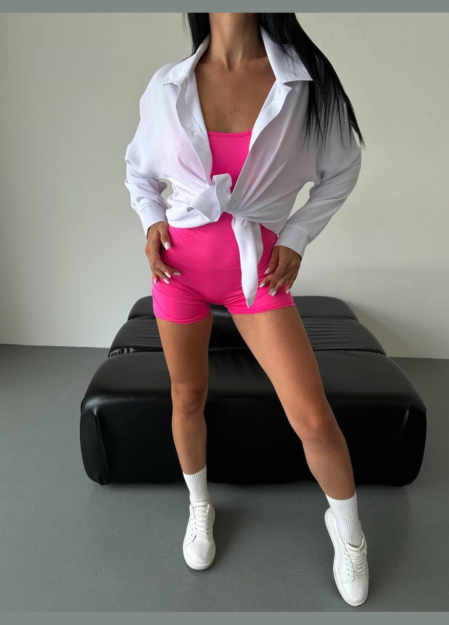 Женский комбинезон No Brand комбинезон-шорты однотонный розовый повседневный софт