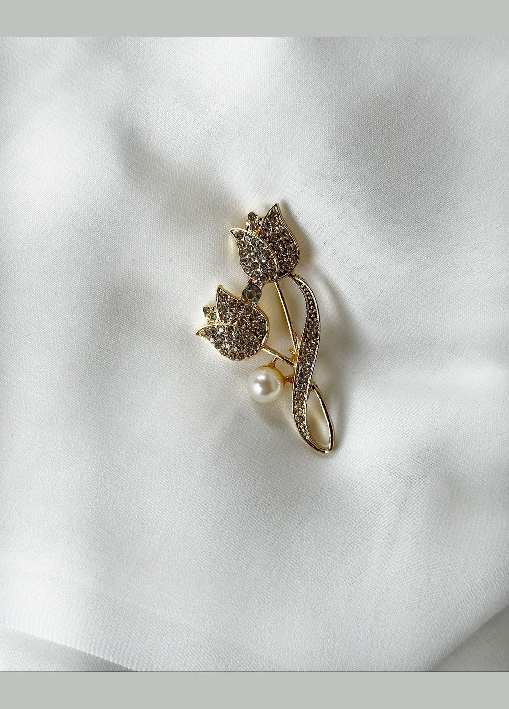 Брошь шпилька в виде милых тюльпанов декор жемчужина камней Xuping Jewelry (330618912)