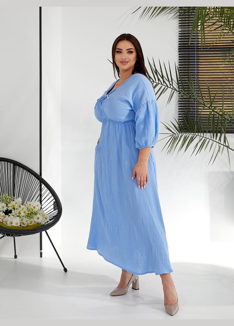 Голубое повседневный, праздничный, вечернее платье Україна однотонное