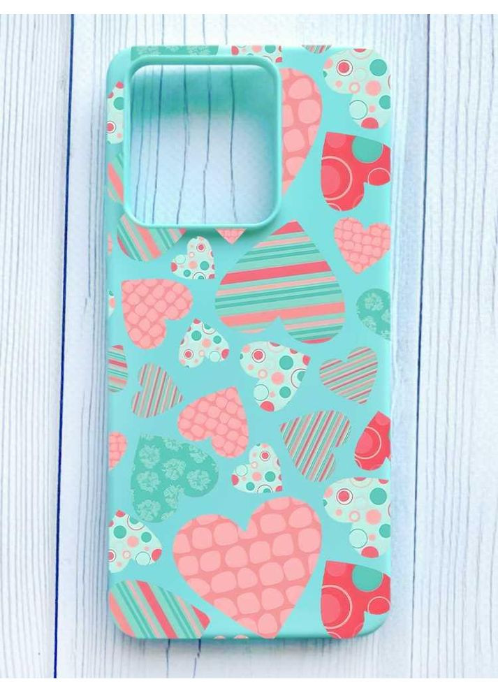 Матовый чехол на Xiaomi Redmi Note 13 Pro 5G Разноцветные сердечка (принт 334) Creative (355391204)