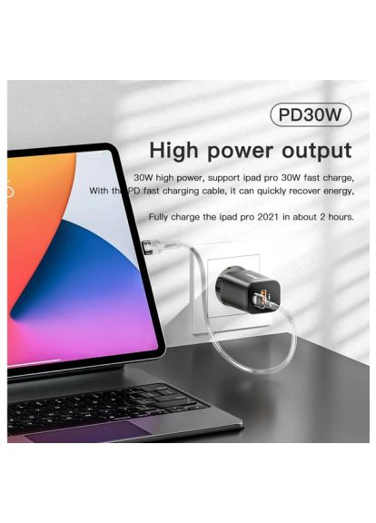 Зарядное устройство (ECTPQS-ZTB01) Essager 1xUSB + 1xUSB-C PD30W black (369878767)
