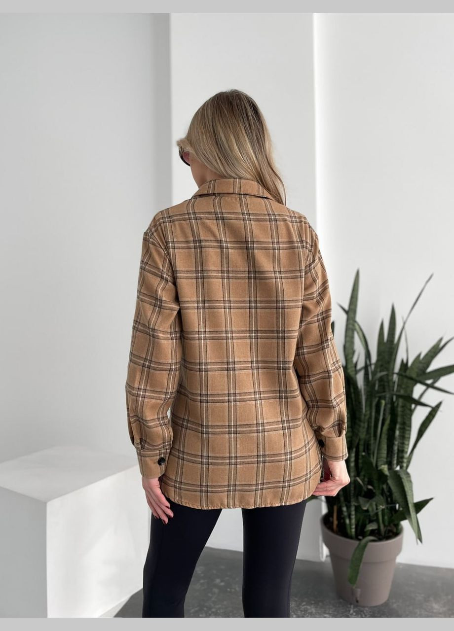 Бежевая повседневный, кэжуал рубашка в клетку No Brand