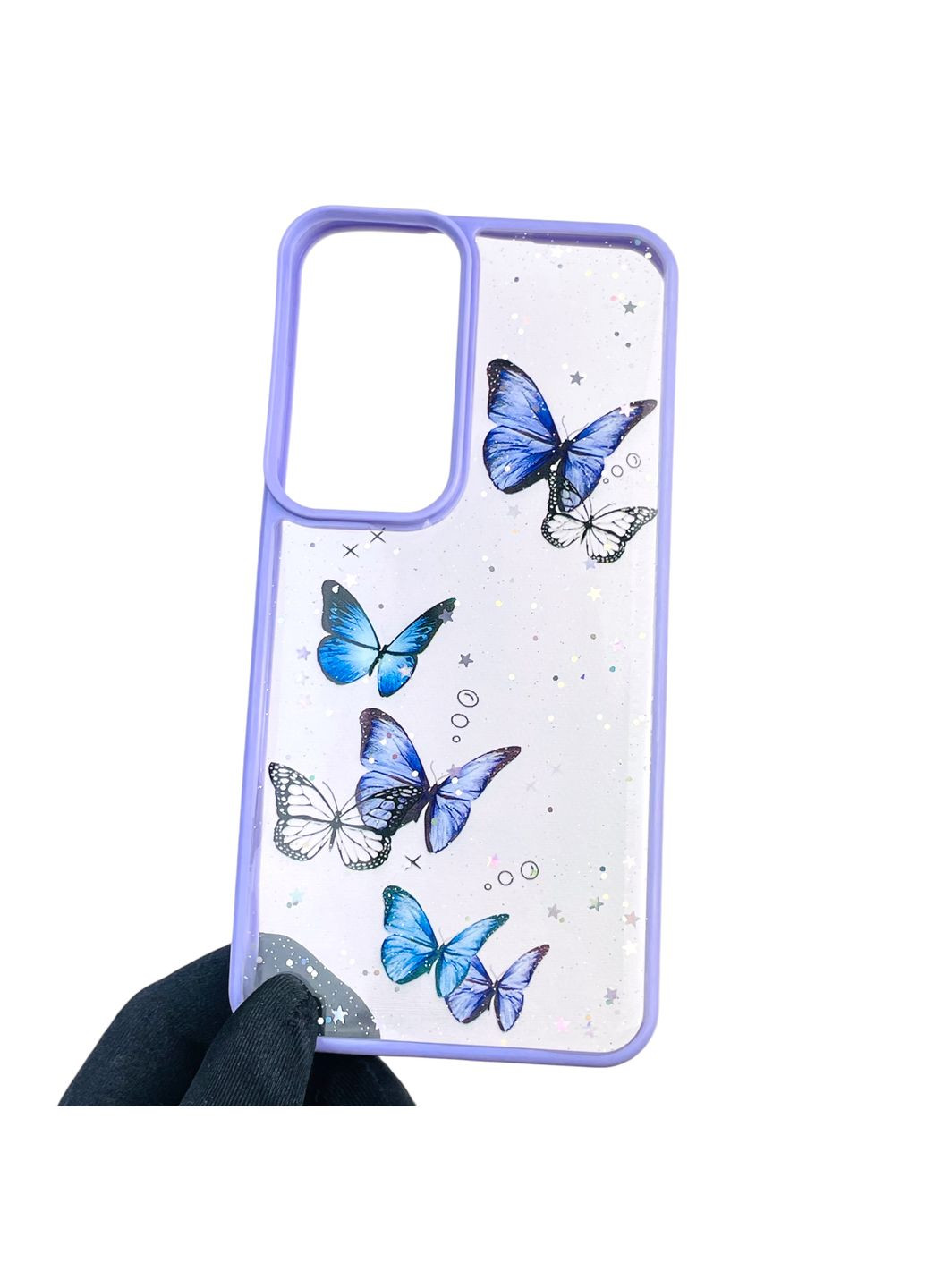 Чохол для Galaxy S24 Plus (SM-S926B) з блискітками з метеликами на самсунг с24 плюс бузковий Samsung (366386060)