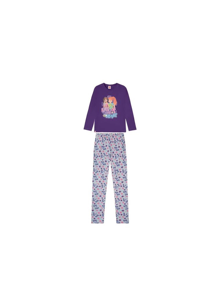Фіолетова всесезон піжама для дівчинки лонгслив + брюки Lupilu
