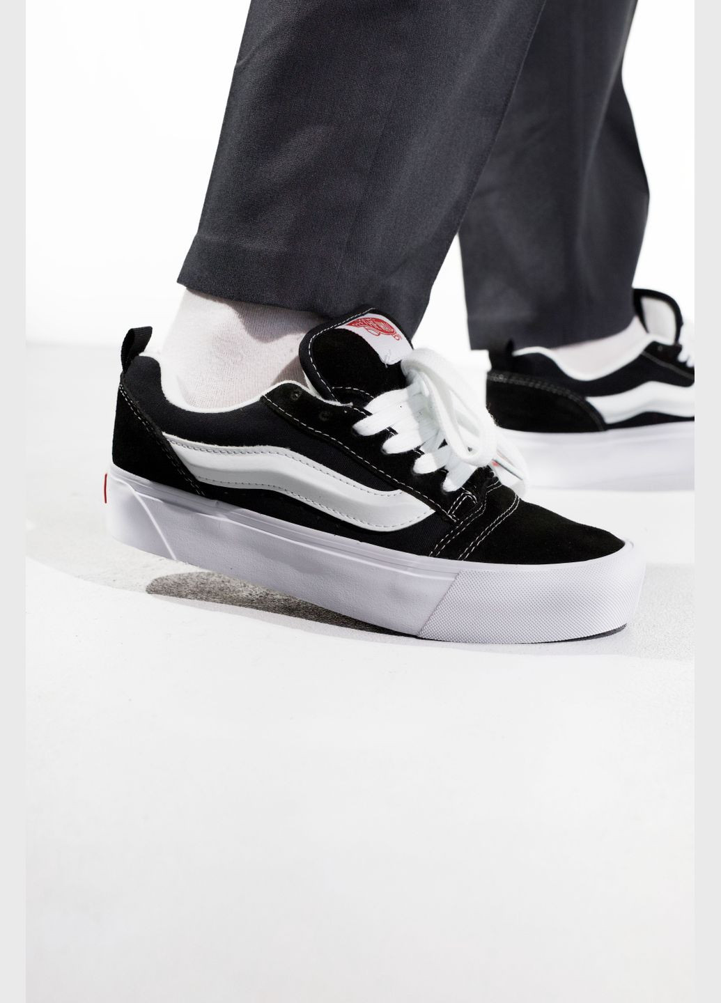 Кросівки жіночі Vans Knu Skool Platform black white | Адідас Кампус чорні білі No Brand чорні демісезони (316504452)