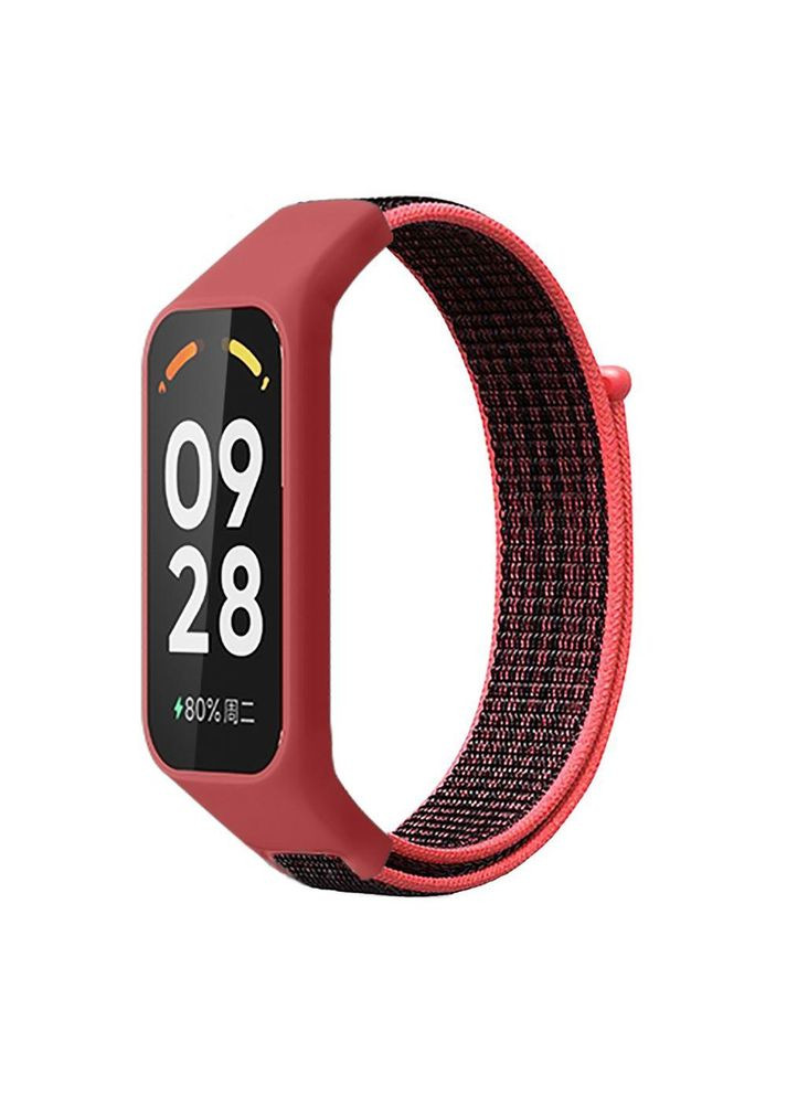 Ремінець для Xiaomi Mi Band 8 Active/Redmi Smart Band 2 Nylon Red Black No Brand (362670661)