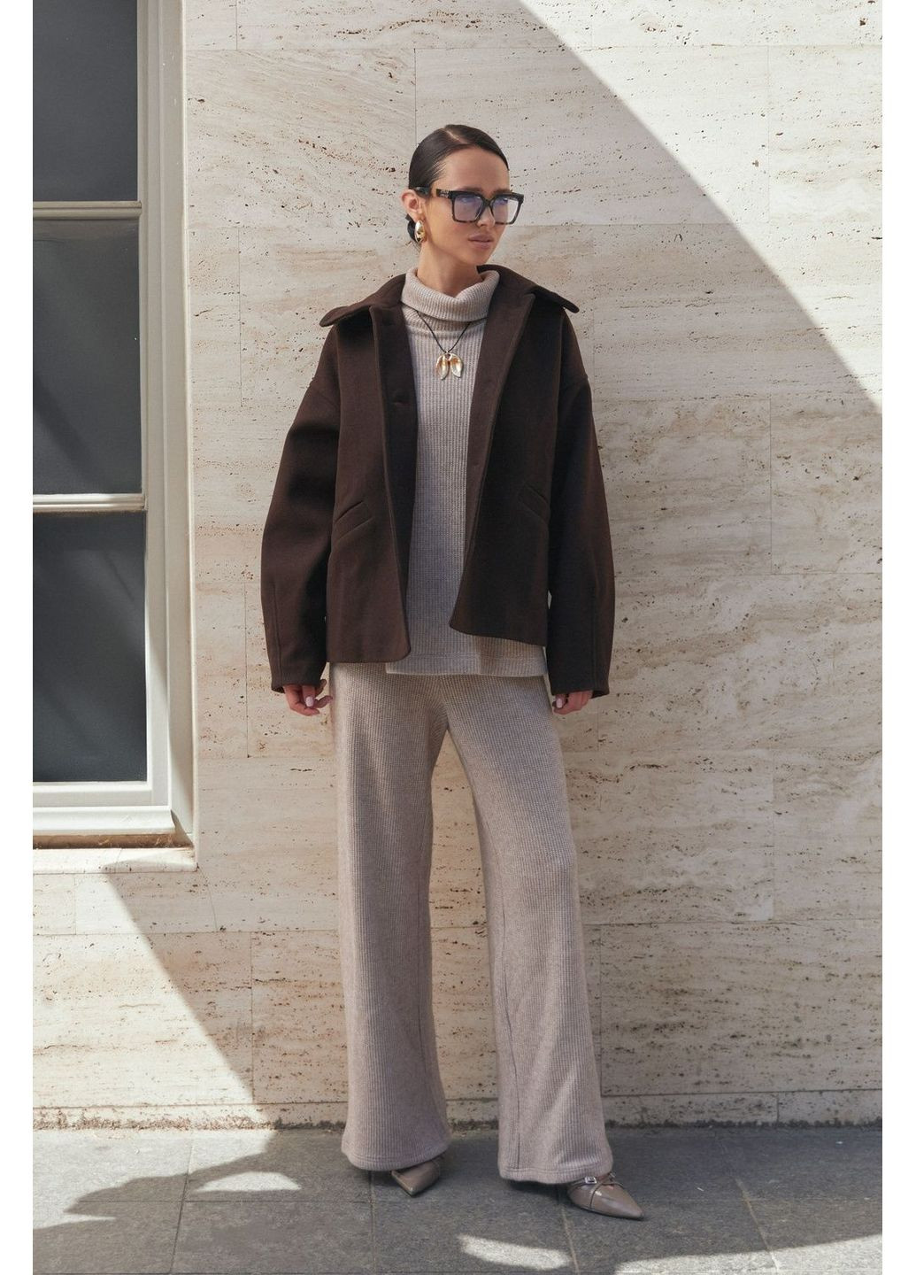 Коричневое демисезонное Укороченное пальто Seventeen