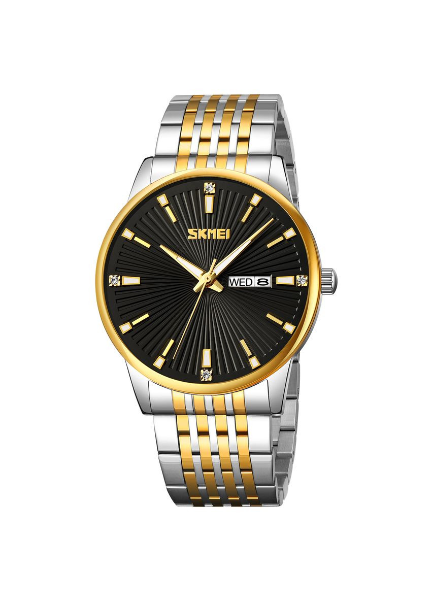 9323TGDBK Silver/Gold-Black кварцевый сasual, классический Skmei (323757877)