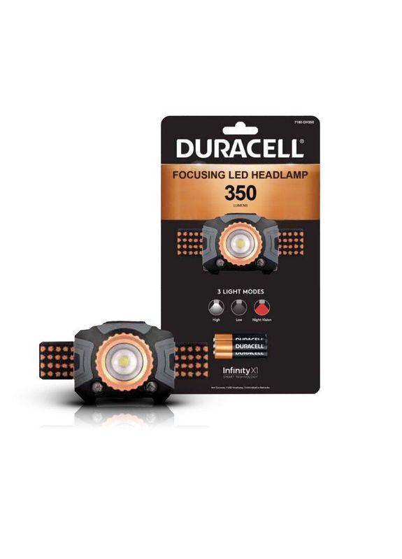 Ліхтар налобний 7180-DH350SE (3*AAA, 350lm, 60m, 3 реж, IPX4) Duracell (371372341)