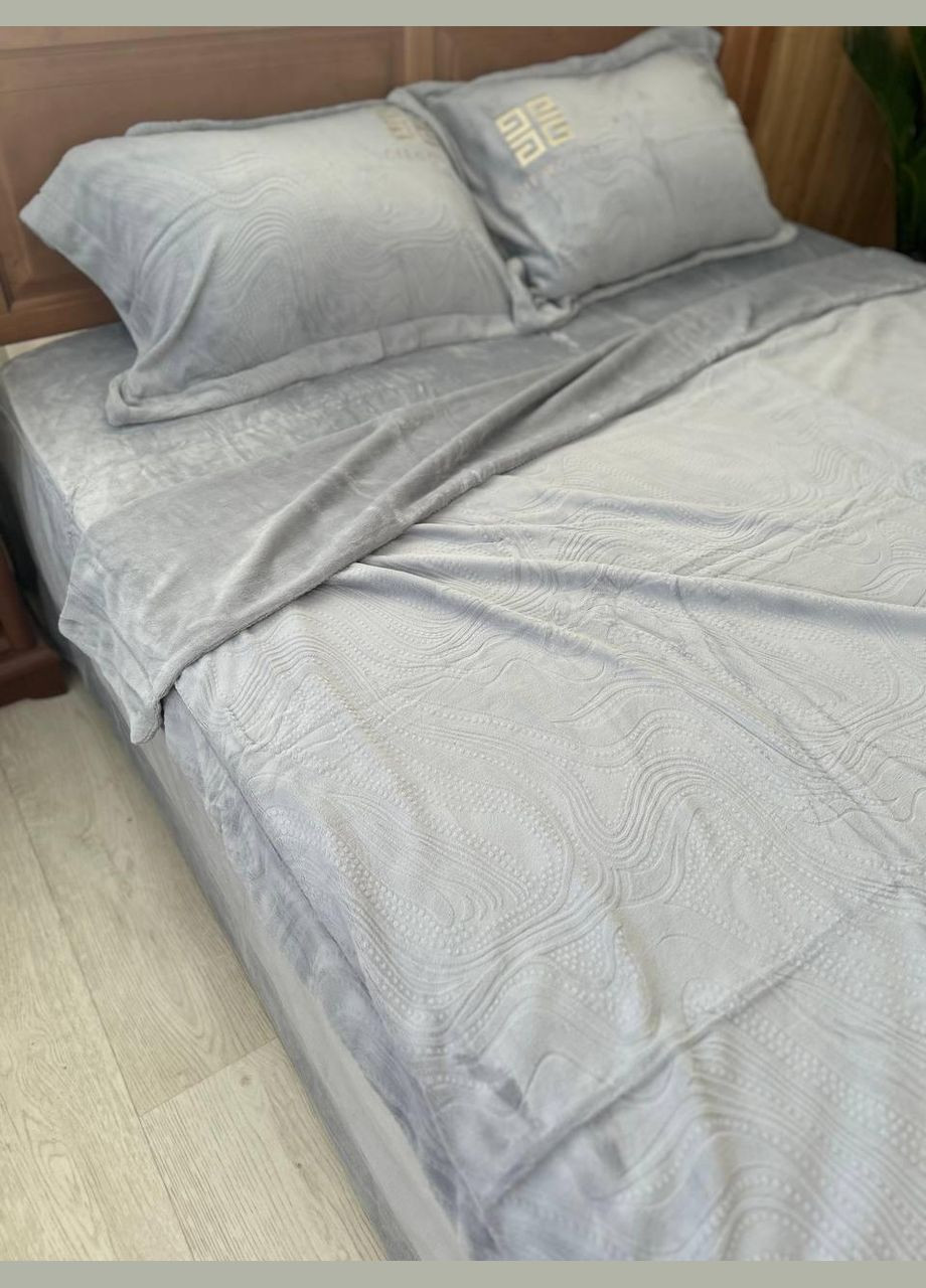 Постільна білизна Плюшева текстура велюру Євро Сірий (П4К-velur--001) No Brand (308755149)