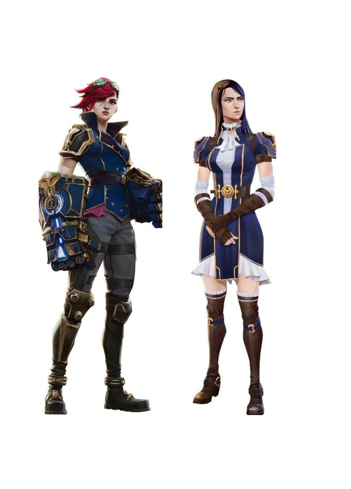 Дакимакура 150х50 см Джинкс Ві та Кєйтлін Аркане Arcane League of Legends Подушка з наволочкою двостороння Viva (346057407)