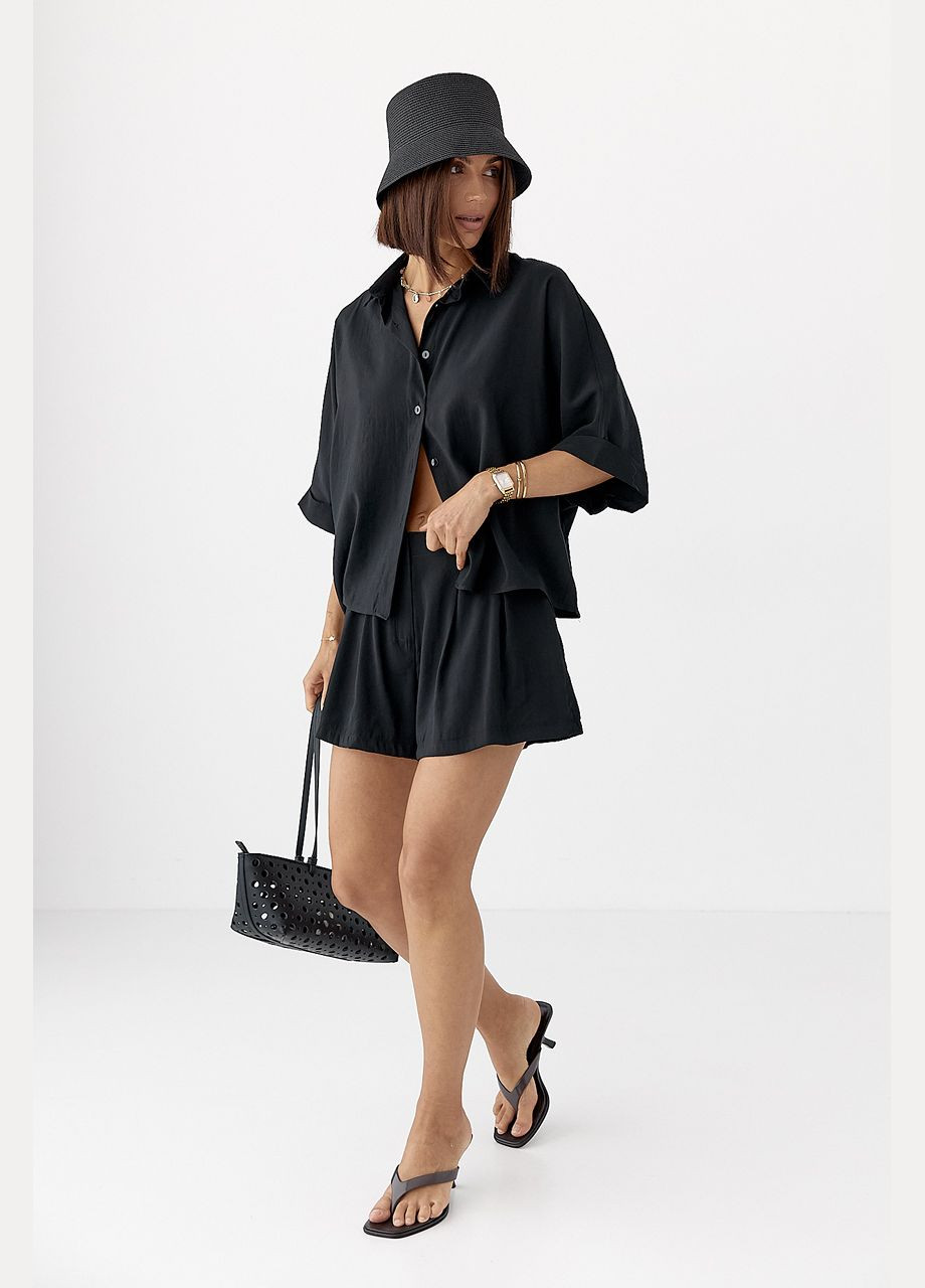 Костюм свободного кроя с шортами и рубашкой Lurex (337701813)