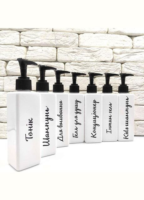 Набір дозаторів для ванної 250 мл "Фатіма" білий пластик (7 шт) укр No Brand (298794548)