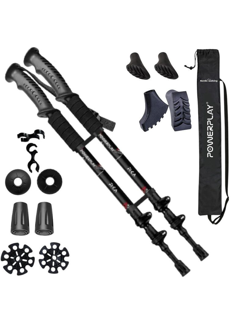 Трекинговые палки 9109 Fika Black/Red 60-135 см (пара) + 2-е пары сапог + чехол PowerPlay (320676482)