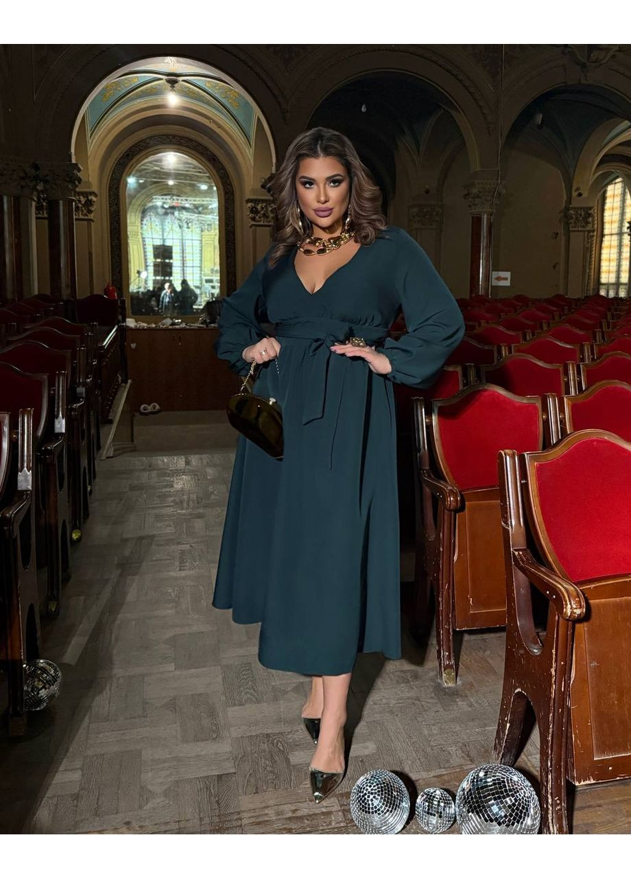 Изумрудное праздничный, коктейльное, вечернее платье из ткани тиар с резинкой на талии ❄️❄️❄️ бэби долл Україна однотонное