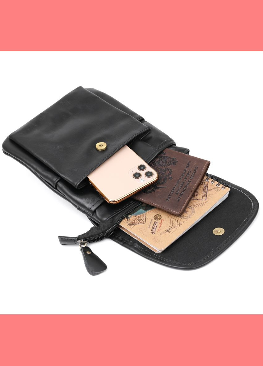 Чоловіча шкіряна сумка через плече 20467 Чорний Vintage (302009012)